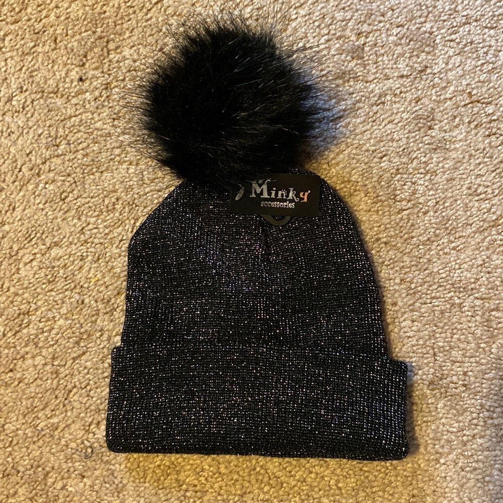 Minky Shimmer Pom Pom Beanie